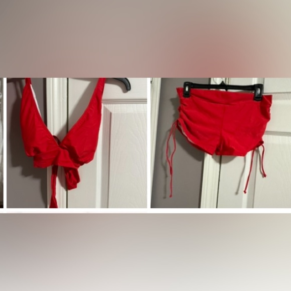 New red boy short adjustable tie swim suit brand new  XL.most like medium